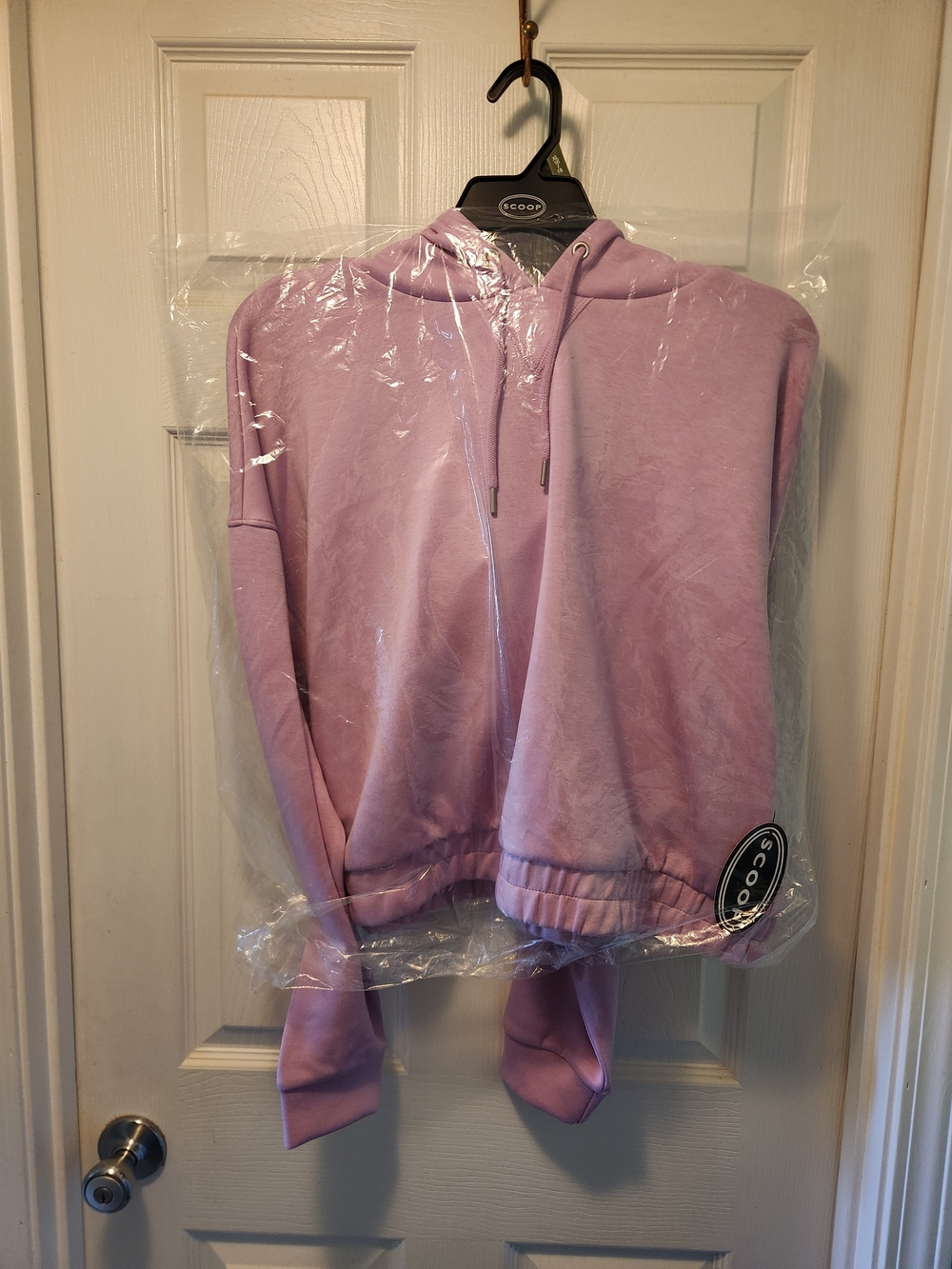 Women's Lilac Hooded Crewneck Sweater - Scoop Neck Style